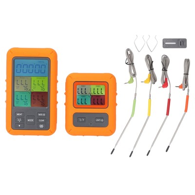 ­Meat Temperature Probe Smart Wireless LCD Display 4 Probes Grill BBQ Kitchen