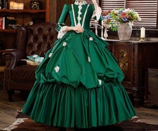 Green Rococo Marie Antoinette Ball Gown Long Sleeve Victorian Historical Dress