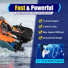 3.6HP 2Stroke Outboard Motor Boat Engine Water-cooling CDI System Short Shaft