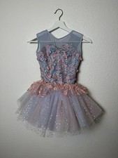 Weissman Girls Sleeveless Dance Dress Tutu Sequin Floral Blue Pink Size MC