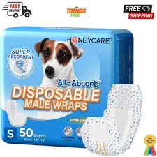 HONEY CARE All-Absorb A26 Male Dog Wrap, 50 Count, Small.