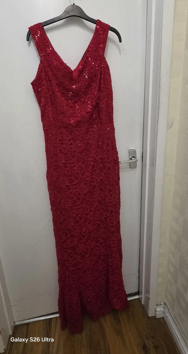 quiz red lace dress Quiz Burgundy Lace Ruched Midaxi Dress - 18