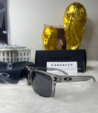 Oakley Holbrook Polarized Sunglasses Transparent Grey Frame Black Lens UV400 New