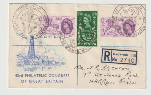 6/6/1961 UK GB Cover - 43rd Philatelic Congress of Great Britain - Blackpool