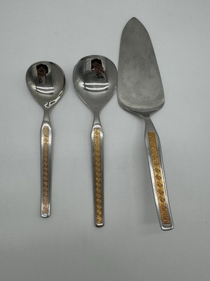 Prinz Neosil 3-teiliges Set Tortenheber & Löffel mit Golddekor gebraucht