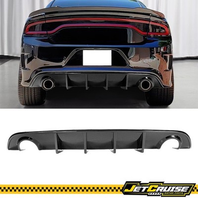 Fits 15-23 Dodge Charger SRT V3 Style Glossy Black Rear Bumper Diffuser Spoiler