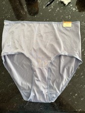 New Vintage Cacique Blue Second Skin Shiny Satin High Leg Brief Panty Size 18-20