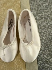 Danshuz Ballet Shoes White Lather Sole Satin Upper Youth 8M