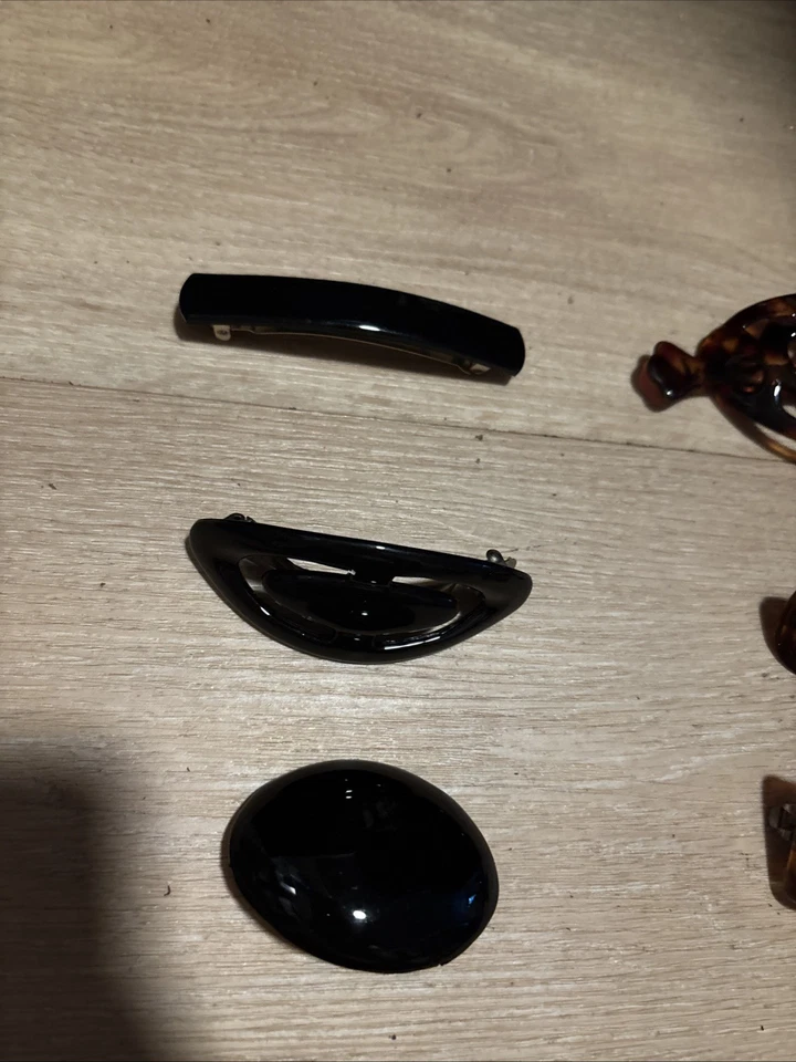 RARE VTG 6pc Hair Accessories Made In France 3Dark Brown 3 Tortoise - Изображение 4 из 4