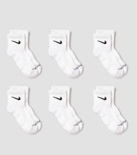 Nike Kids 6-Pack Dri-Fit Performance Cushioned Crew Socks White 10C-3Y
