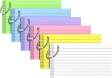 300 PCS Index Cards 3X5 Inches, Colored Flash Cards with Ring Punched Lined St