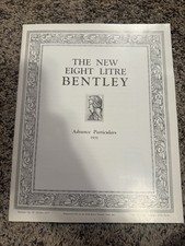 Vintage 1975 Bentley 8 Litre Sales Brochure 1931 Reprint Rolls-Royce Owners Club