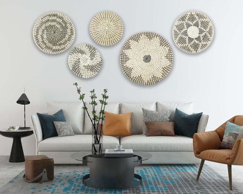 Set of 5 Rattan Handmade Hanging Wall Basket Decor- Seagrass Basket Wall Deco... - Picture 3 of 5