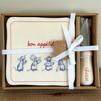 Rae Dunn Pixar Ratatouille REMY bon appetit Cheese Plate & Knife Set BNWT
