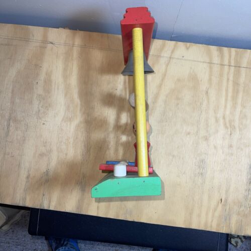 1940s ? Vintage Playskool Wooden Bell Ringing Carnival Toy With Hammer READ - Picture 4 of 10