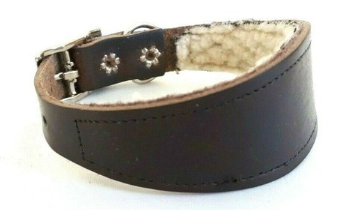 "CUERO ** WHIPPET ** CUELLO PEQUEÑO FORRADO DE LANA 12" (30CM) 13.5" (35CM)> - Imagen 2 de 3