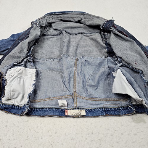 Upcycled Jean Jacket Denim Levis Patched Custom Unique Handmade Unique Open - Picture 2 of 9
