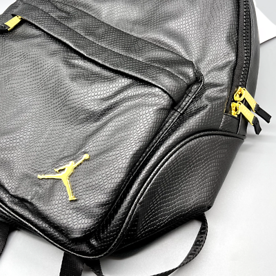Nike AIR JORDAN FAUX LEATHER REGAL BACKPACK -Black/Gold -Monogram 