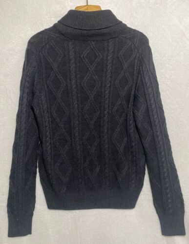 Maglione maglia uomo Toscano medio nero misto lana merino scialle pescatore NUOVO - Foto 2 di 13