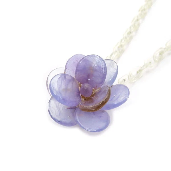 香奈儿山茶花椰子花紫色透明项链吊坠 40 厘米配件 — 第 2/4 张图片