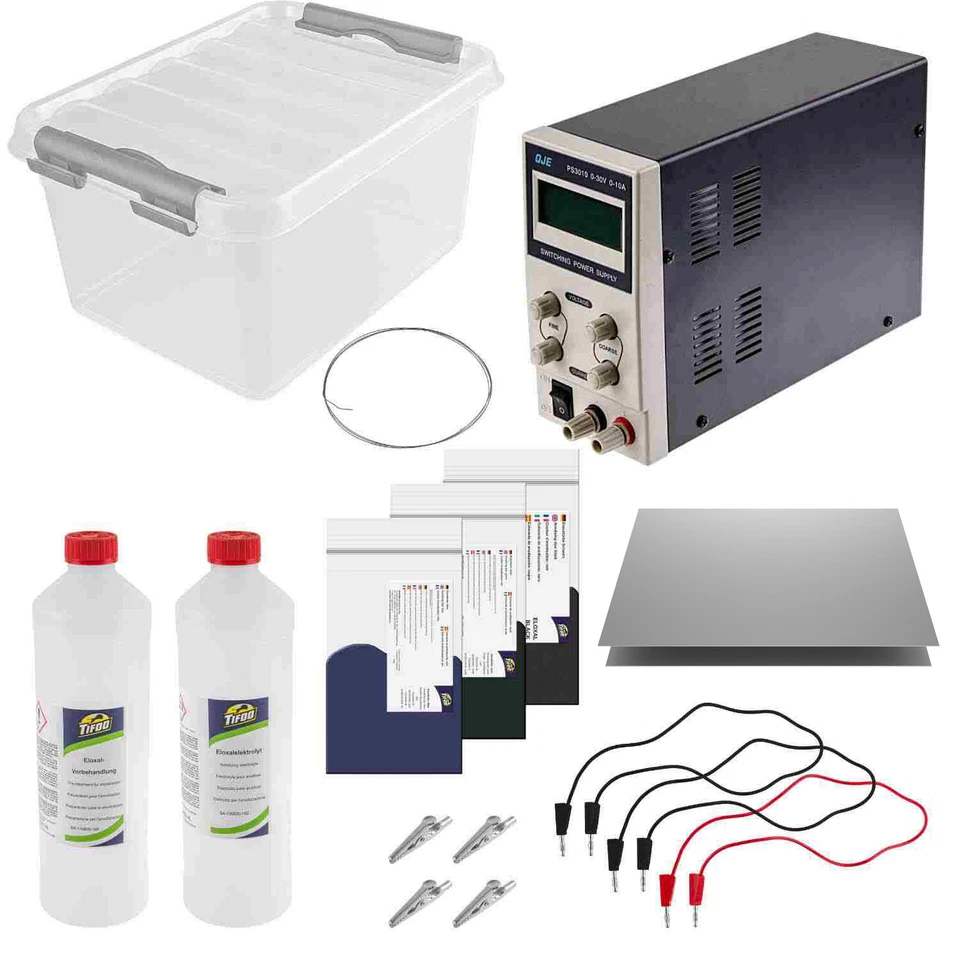 TIFOO Eloxal-Starter-Set (mit 10 A Netzteil) - Eloxalanlage - Selber eloxieren