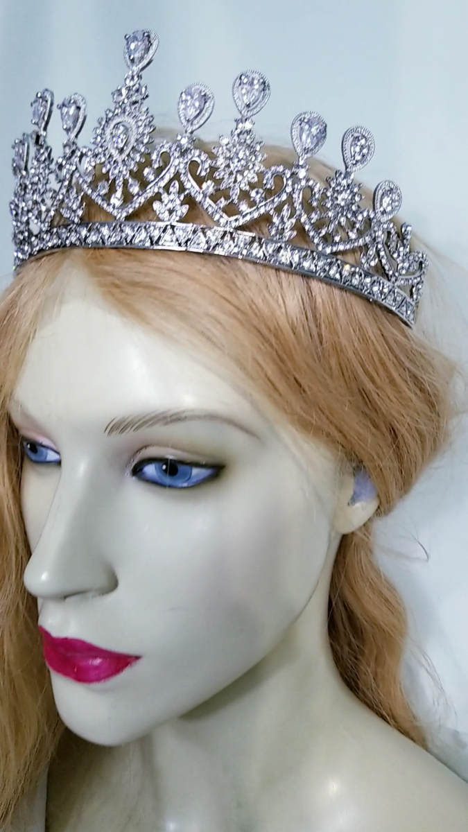 Clear Rhinestone Crystal Tiara Crown Bridal Pageant Head  display picture 3