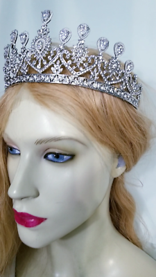 Clear Rhinestone Crystal Tiara Crown Bridal Pageant Head  display picture 3