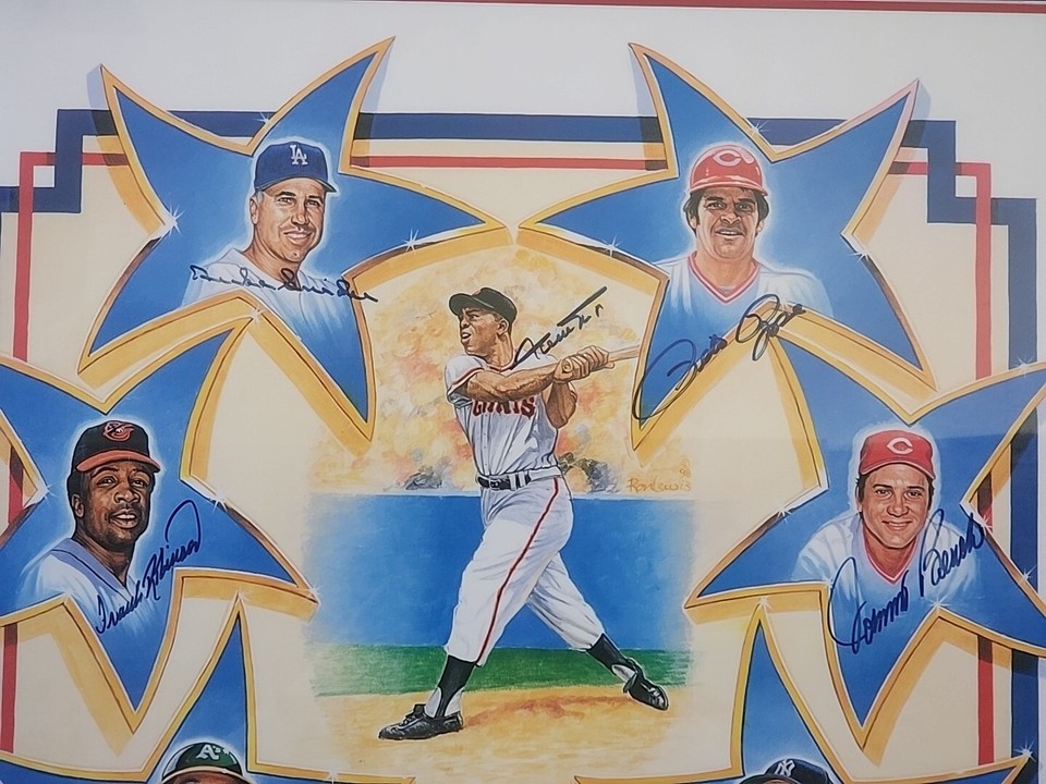 Ballys Las Vegas 25th Anniversary Autographed Poster, Mays, Bench