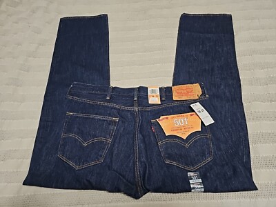 Levi's 501 NEW Straight Leg Button Fly Dark Blue Classic Denim