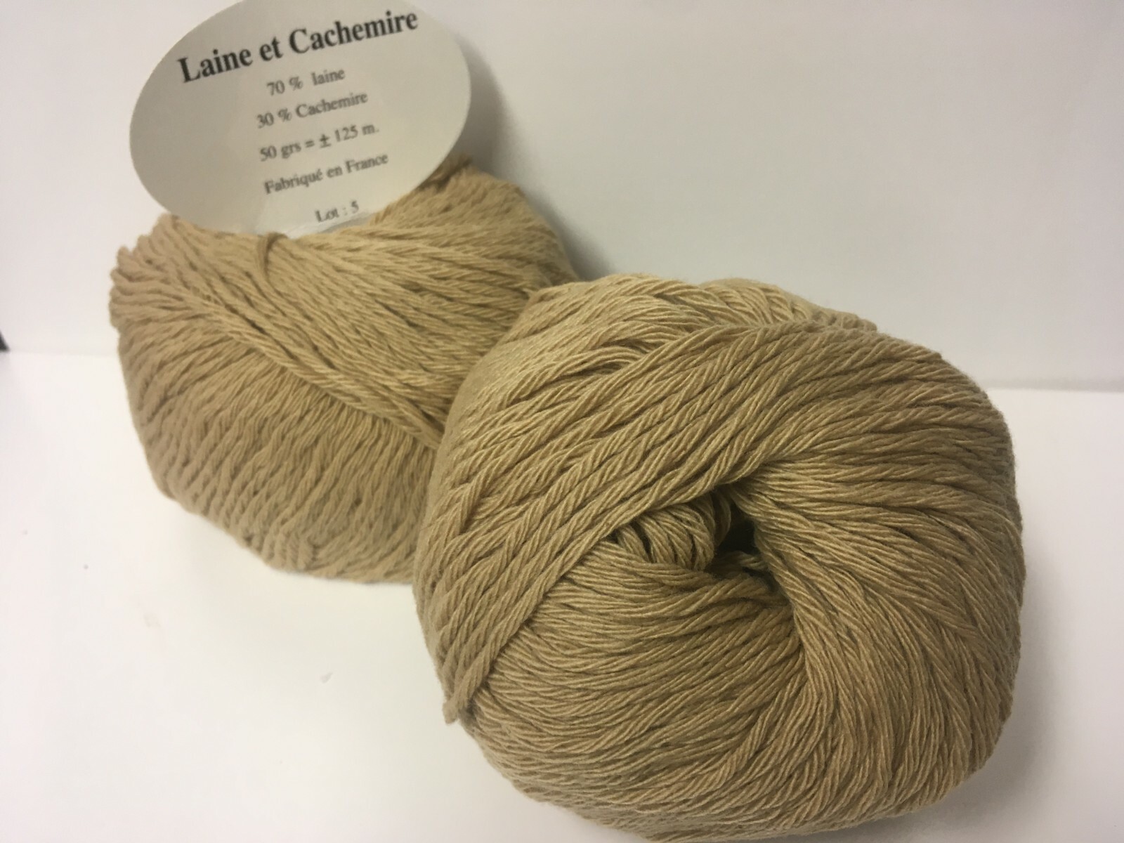 10 pelotes cachemire et mérinos beige lot 5 de fabrication française