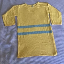 Angelo Tarlazzi Paris Cozy Sweater Dress Slit and Striped Yellow Women Size38