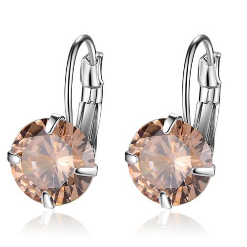 Silver Hoop Earrings Women Anniversary Jewelry Cubic Zirconia Round Hoop earring - Picture 10 of 23