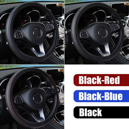 1x Leather Auto Car Steering Wheel Cover Good Grip Accessories For 15"/37-38CM - Picture 4 of 22
