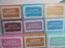 set of 3 assorted Handcrafted glycerin soap; Happy Birthday Cake soaps, assorted