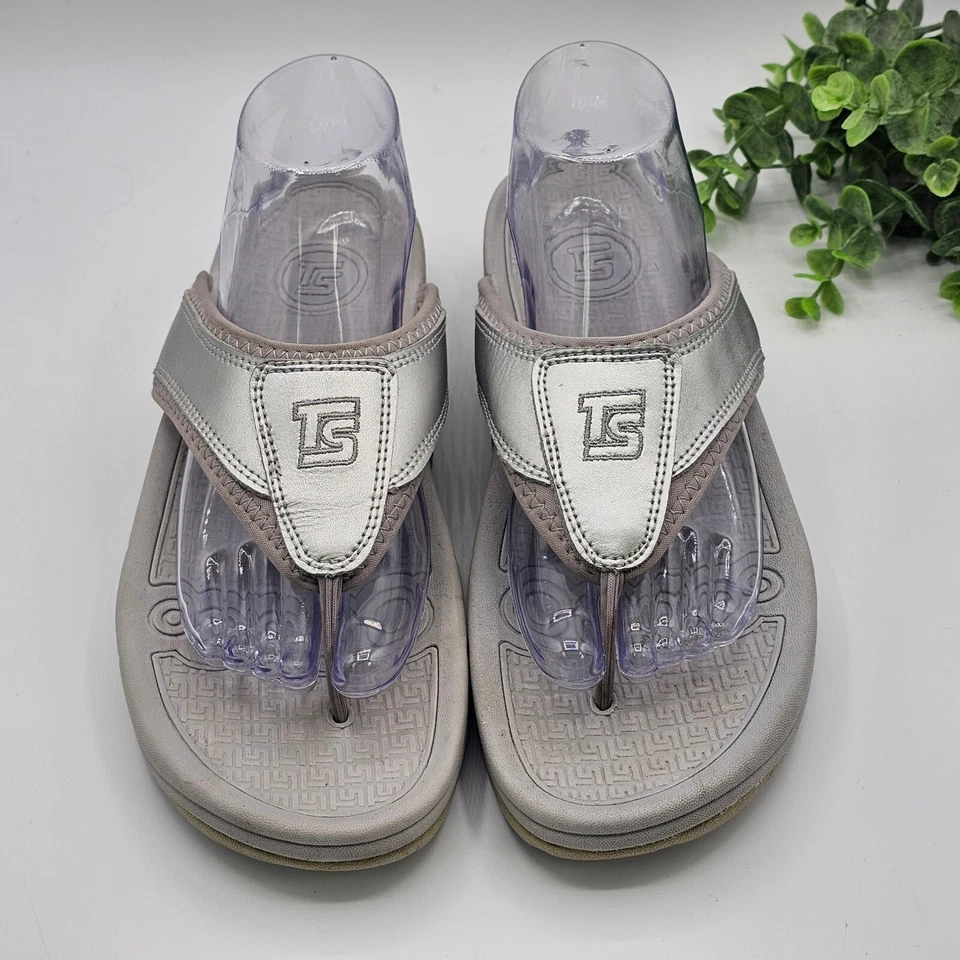 Sandálias tanga feminina TheraShoe calçado terapêutico grande 9-10 conforto prata - Imagem 4 de 4