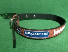 Denver Broncos Football   Leather Dog Collar NFL Pet Dog/Cat   Large GameWear
