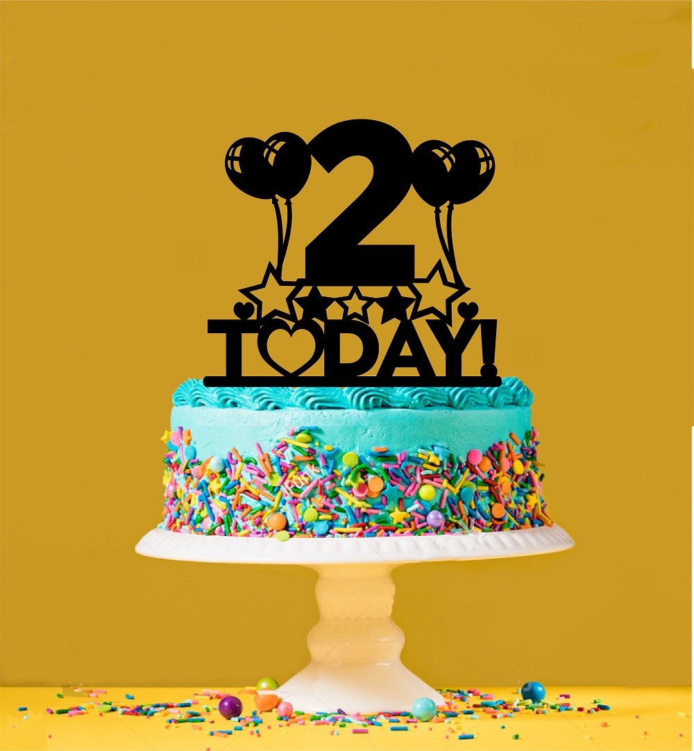 2nd Birthday Acrylic Cake Topper - 2 Years Old - Second