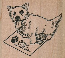 Dog With Stamped Envelope 2 3/4 x 2 1/2" Rubber Stamp, Post Card Stamp, Media