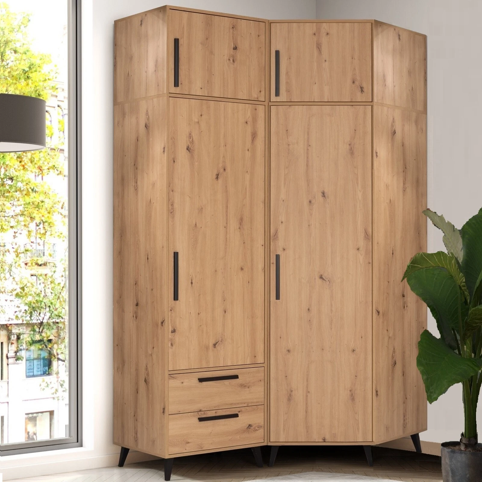 arti set 8 hohe eckgarderobenschrank mit kleiderbügelstange