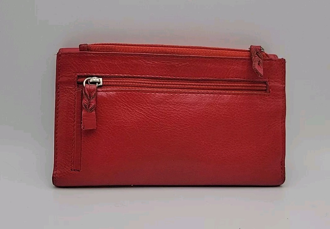 Red Genuine Leather Wallet/Change Purse - Soft Leather - Lots Of