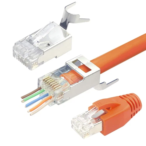 5-20x Netzwerkstecker RJ45 Stecker für CAT7 CAT6A Verlegekabel Knickschutz AWG23