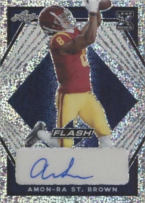 2021 Leaf Flash - Amon-Ra St. Brown #BA-ARS Navy Blue /75 (AU, RC) for ...
