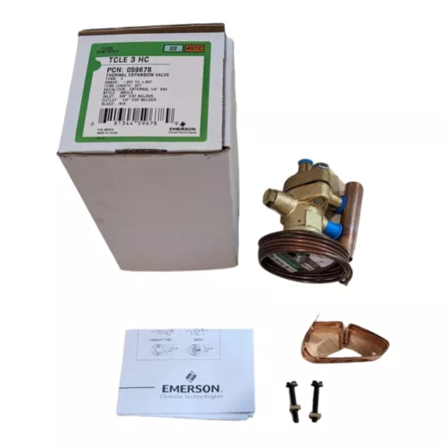 Emerson TCLE 3 HC 059678 Thermal Expansion Valve 3 Ton R22 407C 3/8 In 1/2 Out