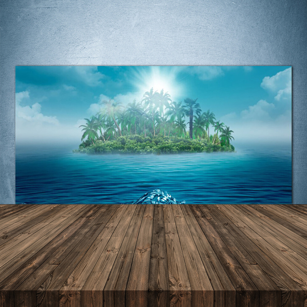 Crédence de cuisine en verre trempé 140x70 antichoc motif paysage marin