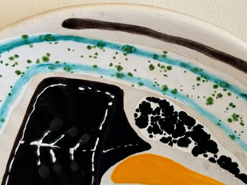 Miami's Artist Gloria Lorenzo 1992 Abstract Hand Painted Ceramic Wall Plate - Picture 2 of 10