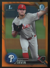 2016 Bowman Chrome Draft Orange Refractor #BDC4 Cole Irvin #22/25 Phillies