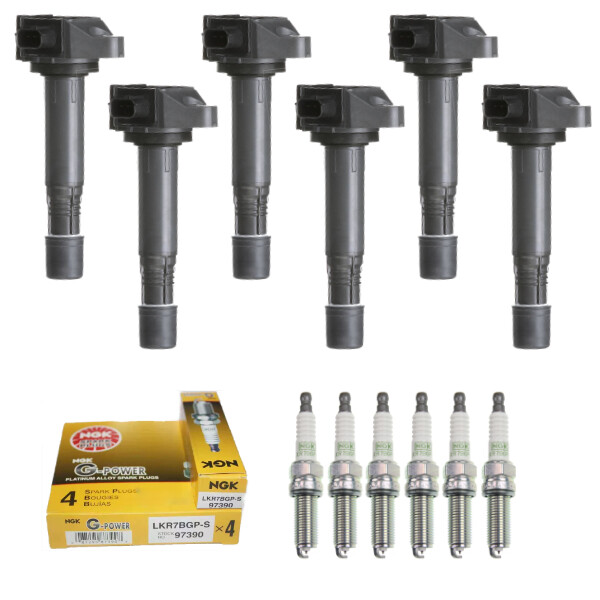 New Set of 6 Ignition Coil  NGK Spark Plug for RLX TLX/Accord Crosstour Odyssey