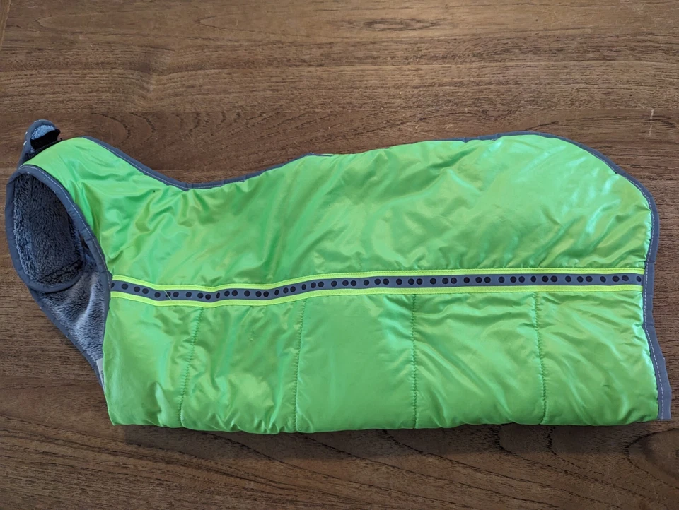 Abrigo Chaqueta Top Paw Dog Verde Neón Reflectante Puffer Mascota Gris Forrado de Piel Talla XL Foto 2 de 4