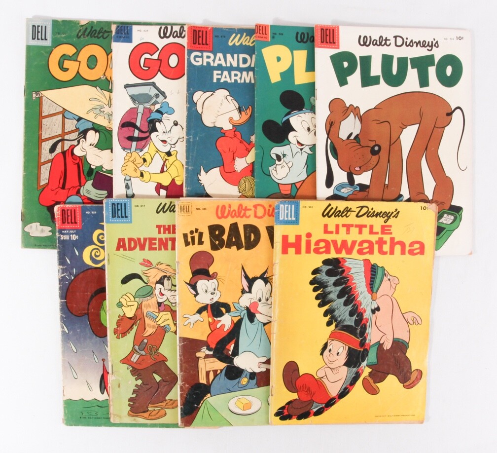 Walt Disney Lot of 9 Comics from 1950's, All 4.0 or Lower, Goofy