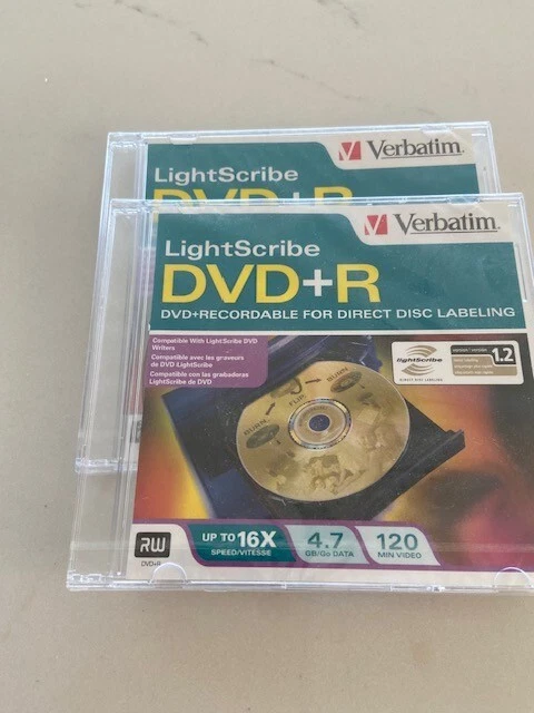 2 Pack Verbatim LightScribe DVD-R Recordable Direct Disc Labeling 4.7GB 120M 16X